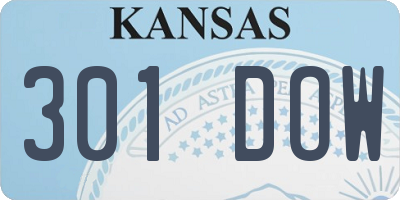 KS license plate 301DOW