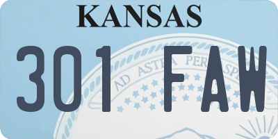 KS license plate 301FAW