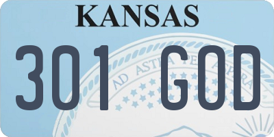 KS license plate 301GOD