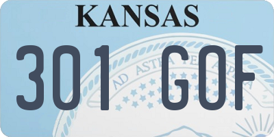 KS license plate 301GOF