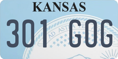 KS license plate 301GOG