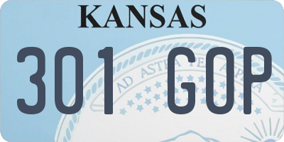 KS license plate 301GOP
