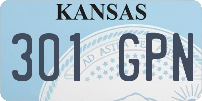 KS license plate 301GPN