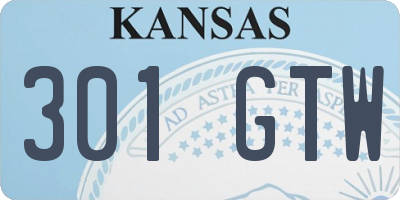 KS license plate 301GTW