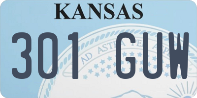 KS license plate 301GUW