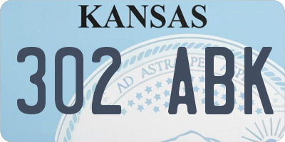 KS license plate 302ABK