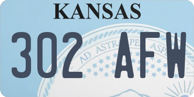 KS license plate 302AFW
