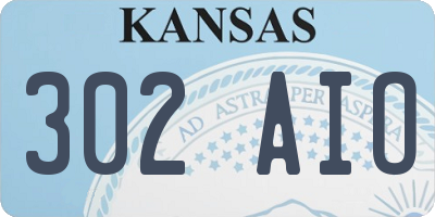 KS license plate 302AIO