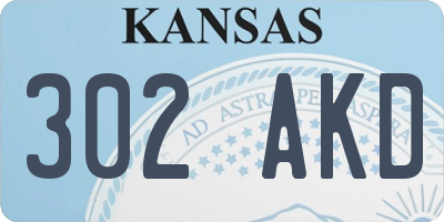 KS license plate 302AKD