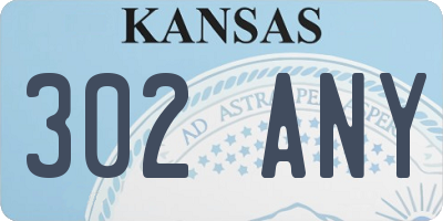 KS license plate 302ANY