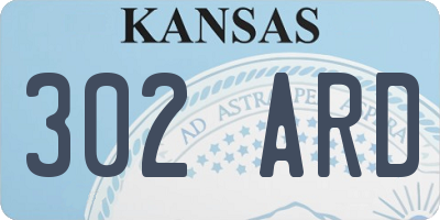 KS license plate 302ARD
