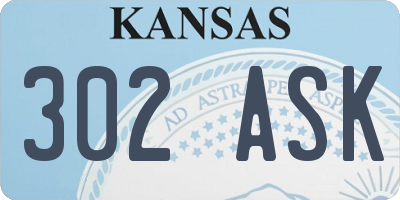 KS license plate 302ASK