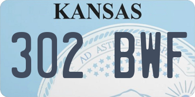 KS license plate 302BWF