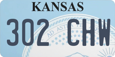 KS license plate 302CHW