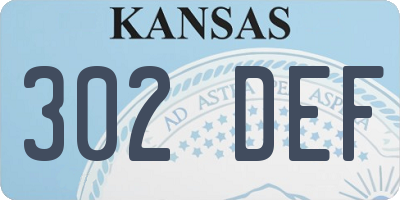 KS license plate 302DEF