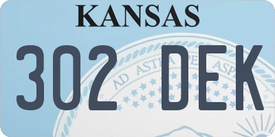 KS license plate 302DEK