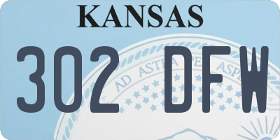 KS license plate 302DFW