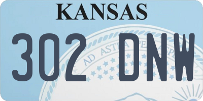 KS license plate 302DNW