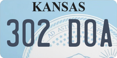 KS license plate 302DOA