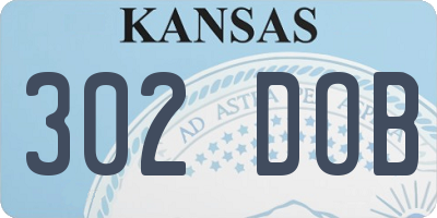 KS license plate 302DOB