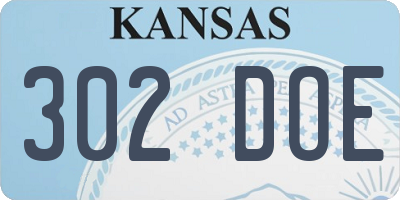 KS license plate 302DOE