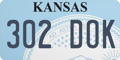 KS license plate 302DOK