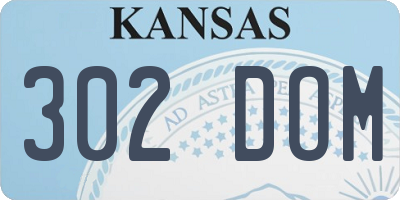 KS license plate 302DOM