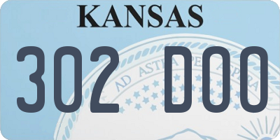 KS license plate 302DOO