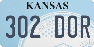 KS license plate 302DOR