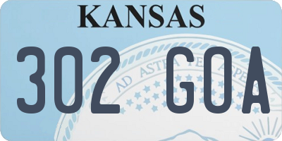 KS license plate 302GOA