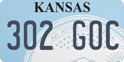 KS license plate 302GOC