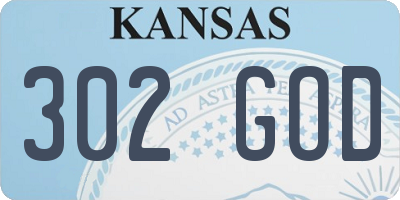 KS license plate 302GOD