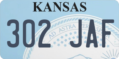 KS license plate 302JAF