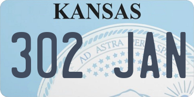 KS license plate 302JAN