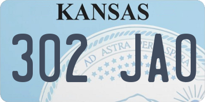 KS license plate 302JAO