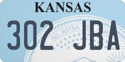 KS license plate 302JBA