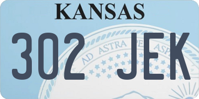 KS license plate 302JEK