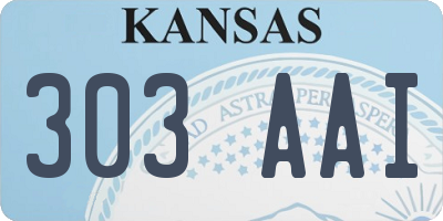 KS license plate 303AAI