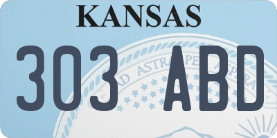 KS license plate 303ABD
