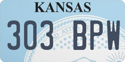KS license plate 303BPW