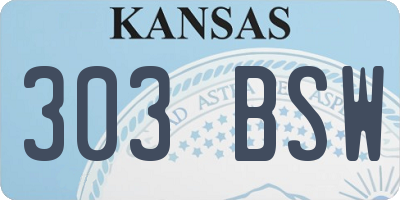 KS license plate 303BSW