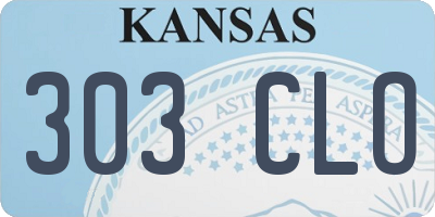 KS license plate 303CLO