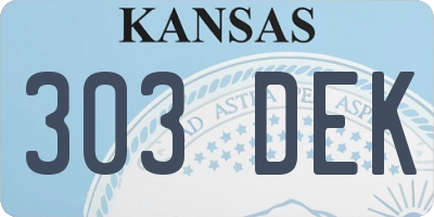 KS license plate 303DEK