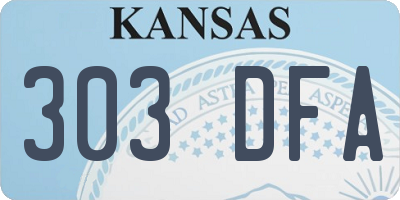 KS license plate 303DFA