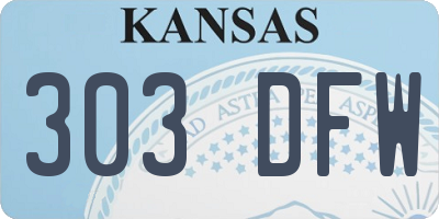 KS license plate 303DFW