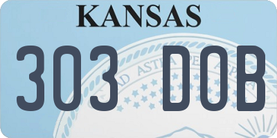 KS license plate 303DOB