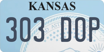 KS license plate 303DOP