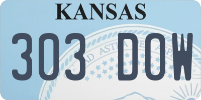 KS license plate 303DOW