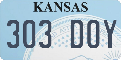 KS license plate 303DOY