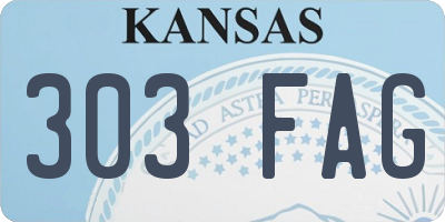 KS license plate 303FAG